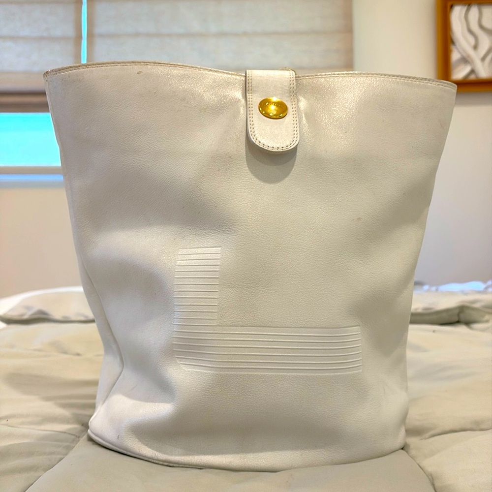 LANCEL vintage white bucket bag